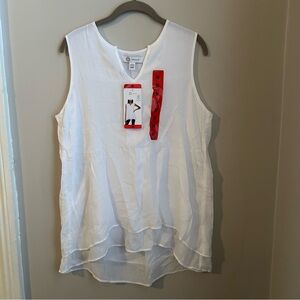 NWT Cristina B Women’s Sleeveless Tunic V-Neck Flowy Double Layer Tank